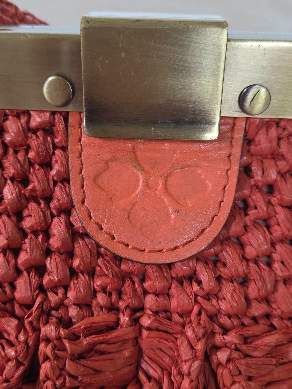 Patricia Nash Ferrara Woven Raffia Frame Bag, Koi Orange Satchel! - Picture 6 of 16